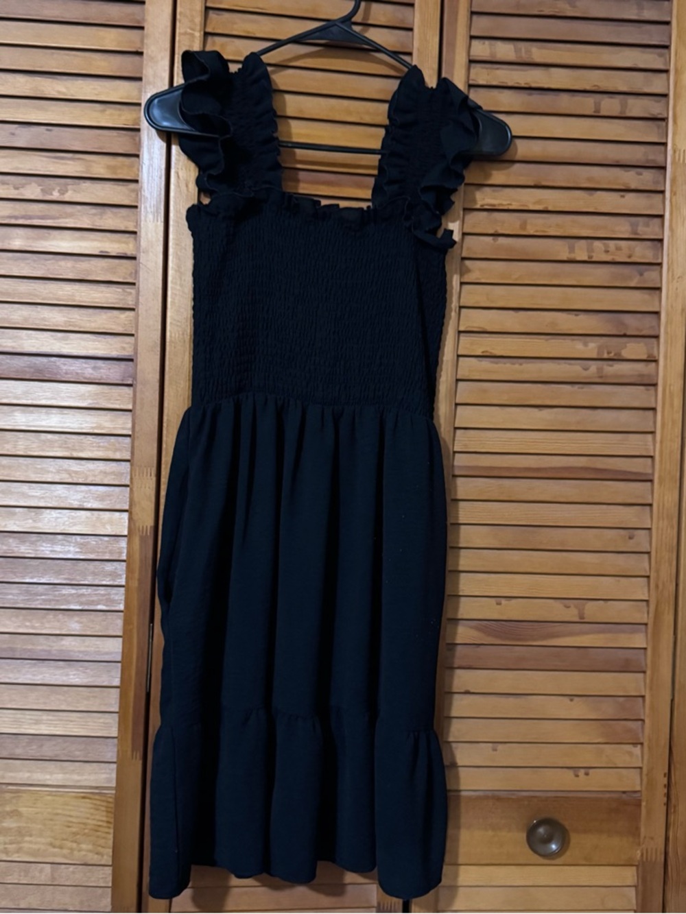 Amazon Black Ruffled Strap Mini Dress